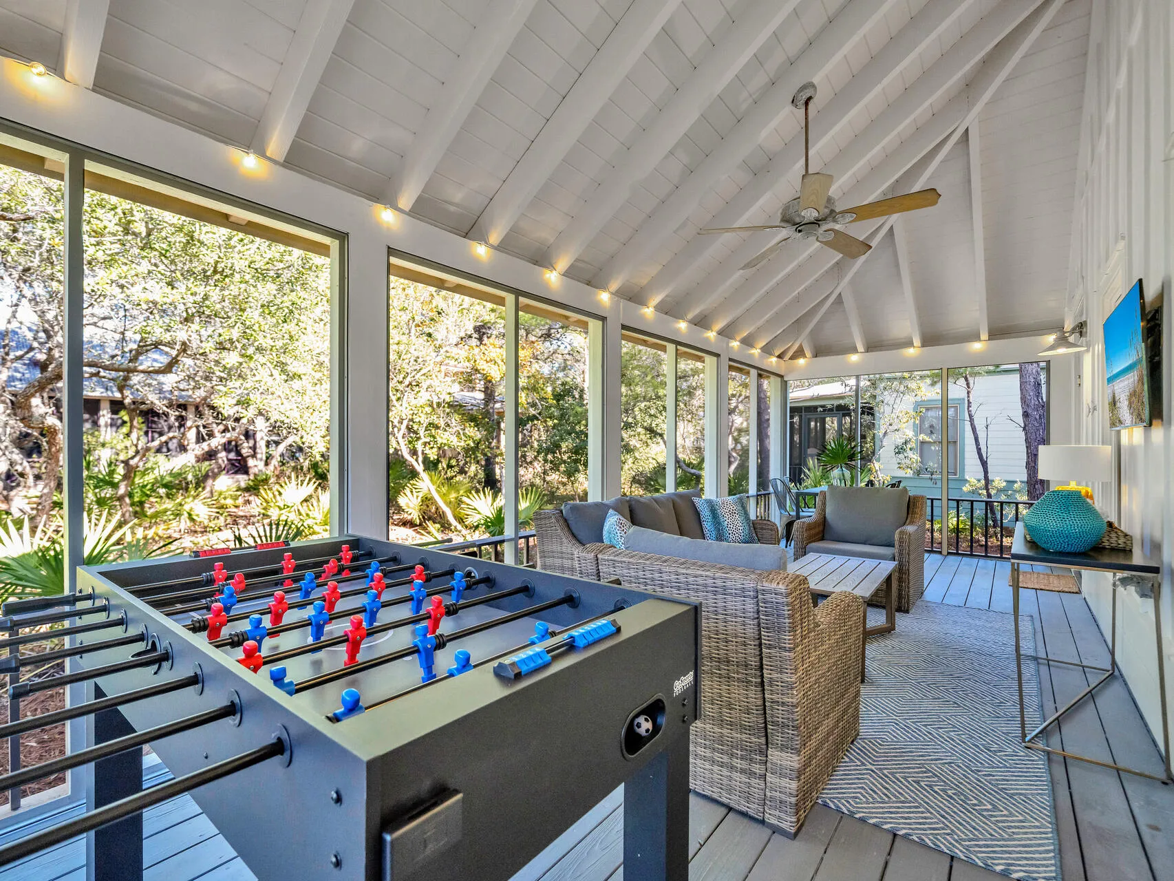 Foosball Table fun on the porch