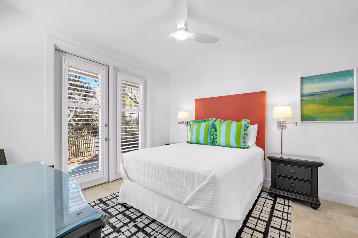 1st Level Queen Bedroom with French Doors Leading to the Back Porch