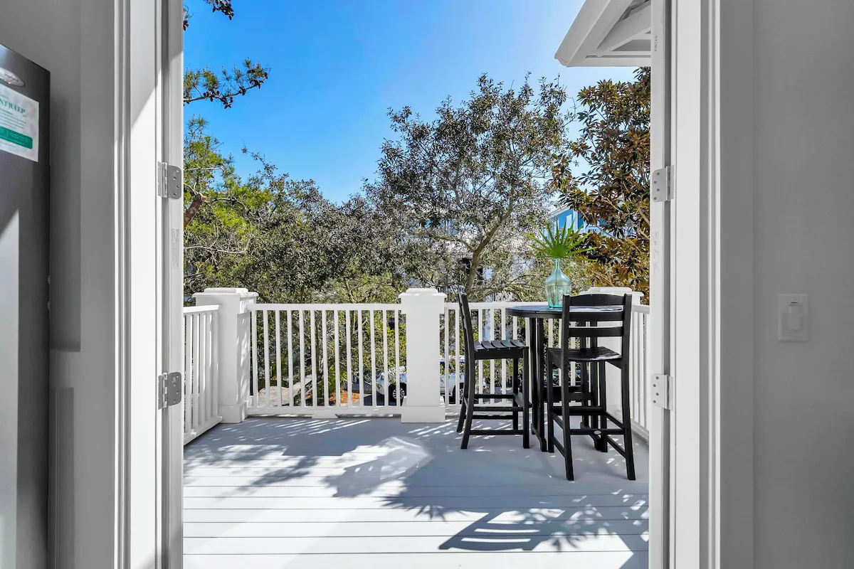 Front Second Level Porch with French Doors